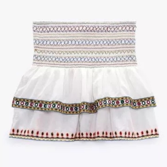 NWOT 0044 ZARA WOMAN SKIRT WITH CONTRAST WITH EMBROIDERY SZ S 5107/248 sz M NEW - Picture 3 of 6